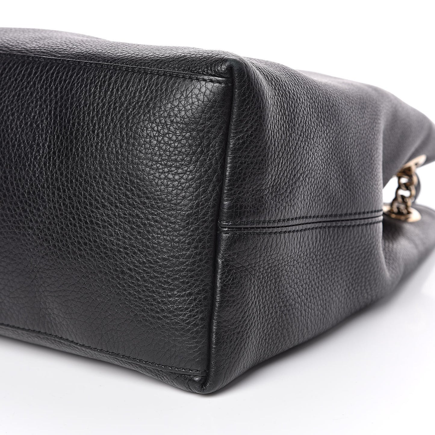 Pebbled Calfskin Large Soho Chain Shoulder Bag Black