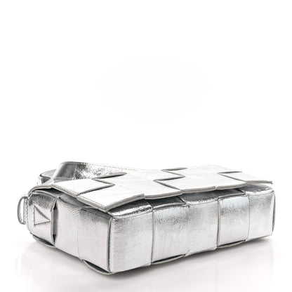 Bottega Veneta Metallic Lambskin Maxi Intrecciato Cassette Crossbody Bag Silver 4 of 9
