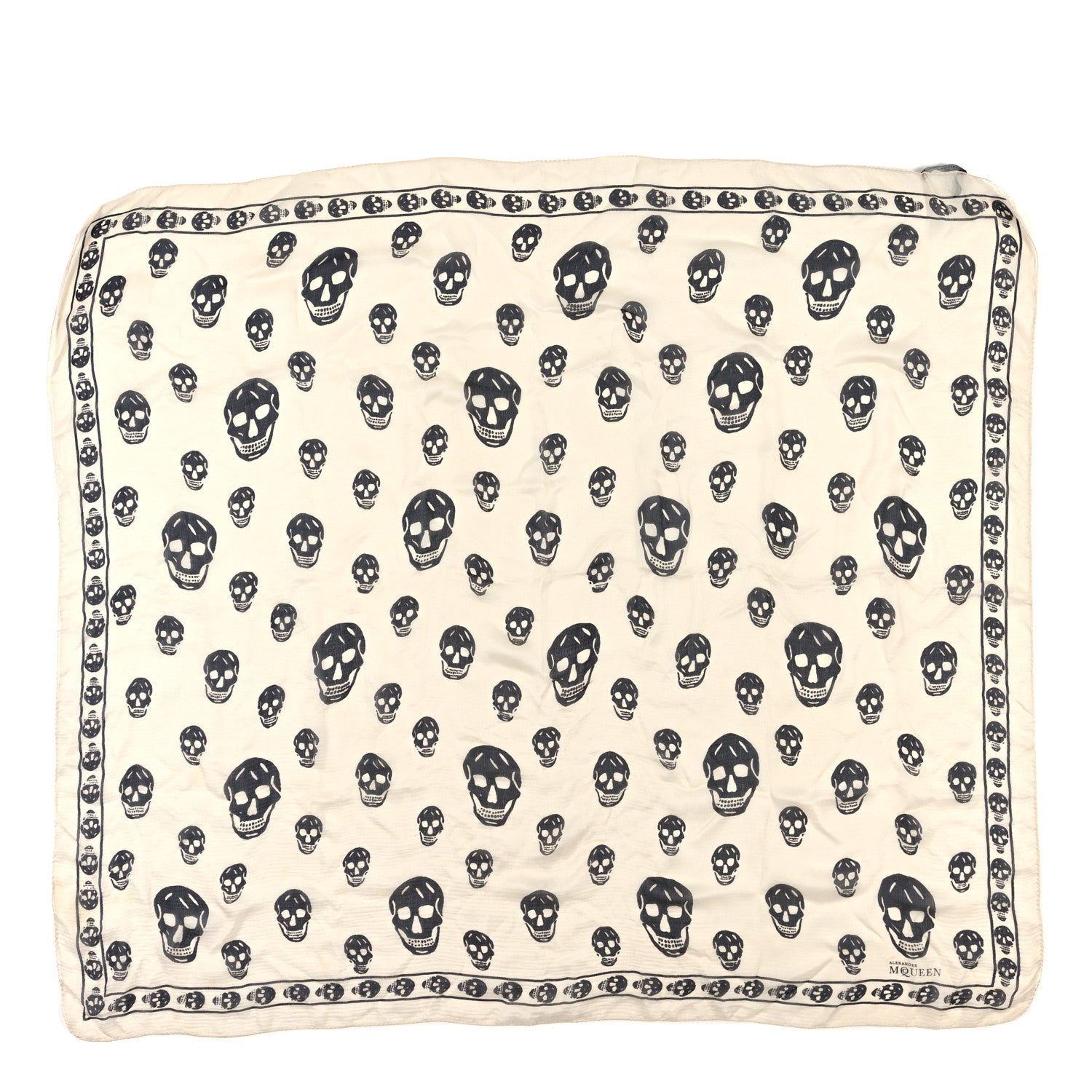 Alexander McQueen Silk Chiffon Skull Scarf Ivory Black 1 of 3