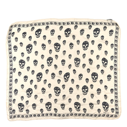 Alexander McQueen Silk Chiffon Skull Scarf Ivory Black 1 of 3