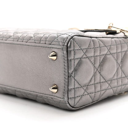 Christian Dior CHRISTIAN DIOR Metallic Grained Calfskin Cannage Small Lady Dior Gunmetal 9 of 9