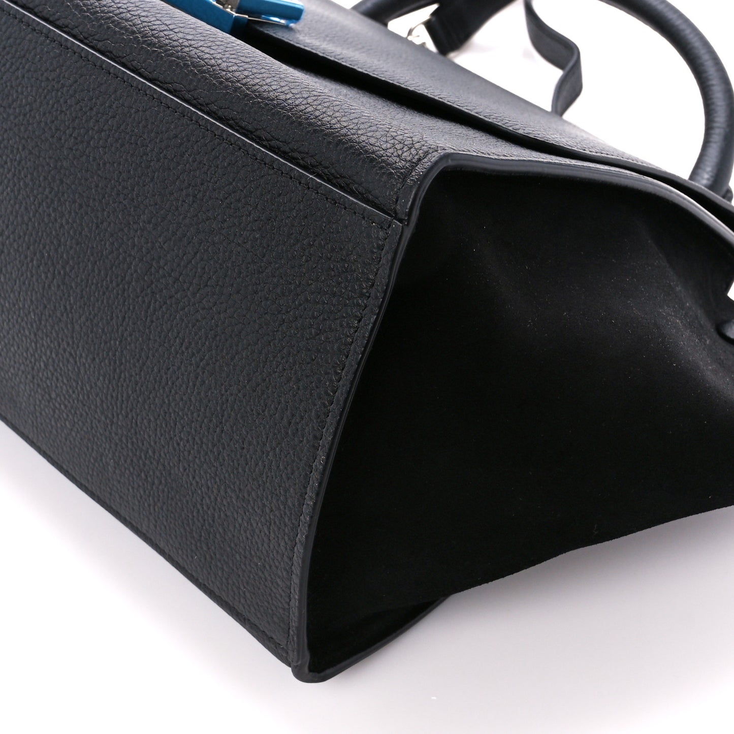 Drummed Calfskin Suede Small Trapeze Black