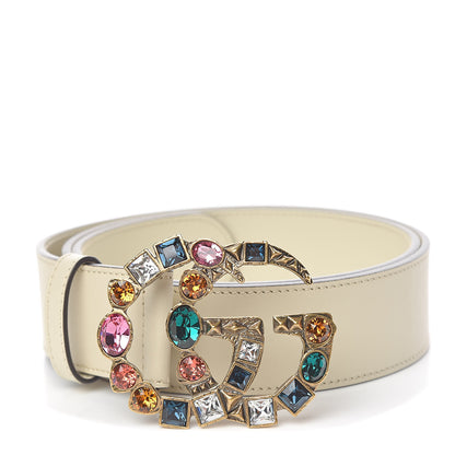 Gucci Calfskin Crystal Double G 40mm Belt 95 38 White Multicolor 1 of 6