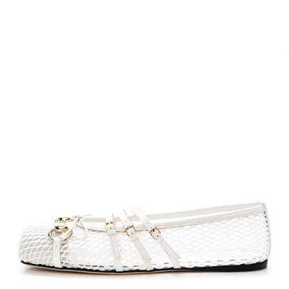 Gucci Video Net Nappa Horsebit Ballerina Flats 37 Great White 1 of 9