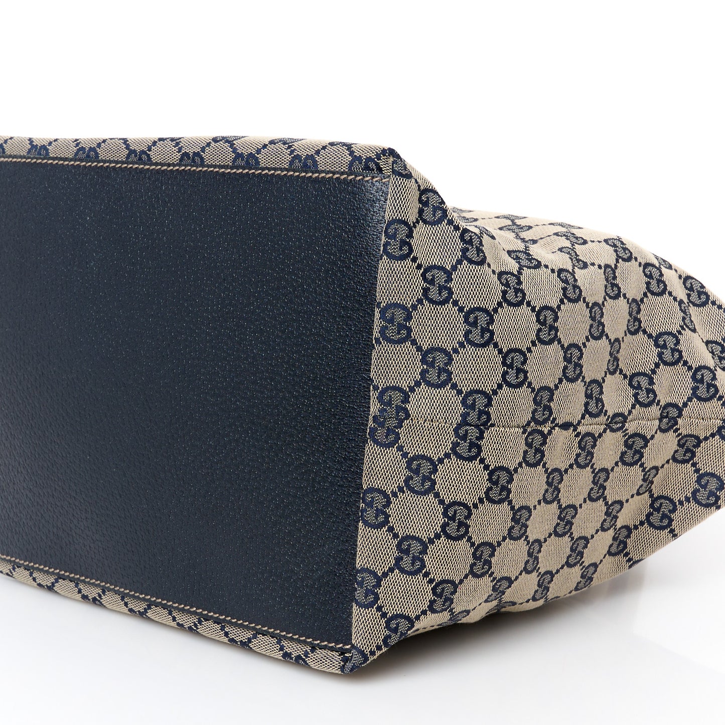 GG Monogram Medium Web Handle Bucket Tote Navy Blue