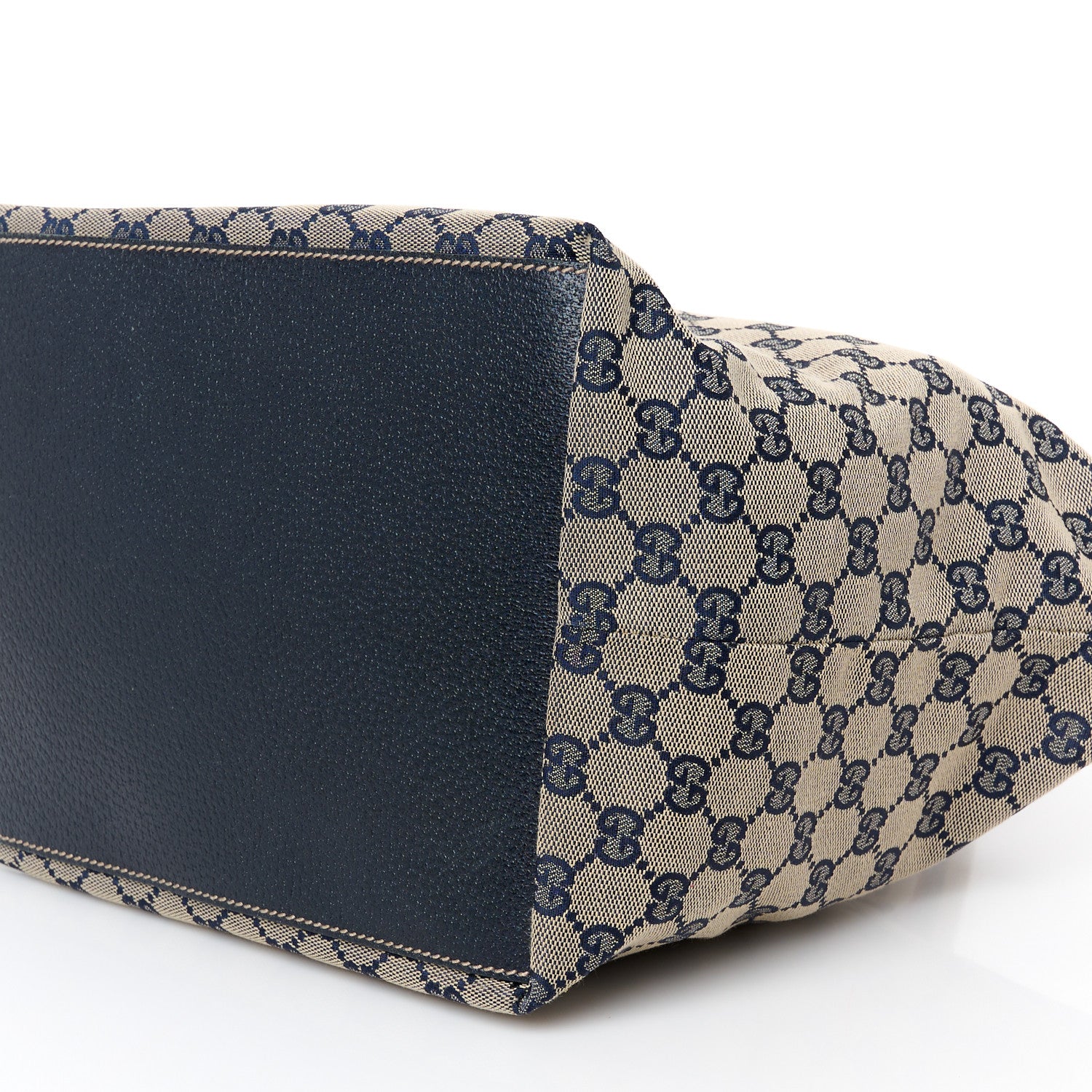 Gucci GG Monogram Medium Web Handle Bucket Tote Navy Blue 10 of 10