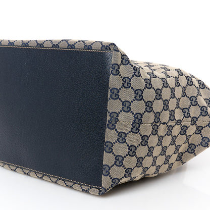 Gucci GG Monogram Medium Web Handle Bucket Tote Navy Blue 10 of 10