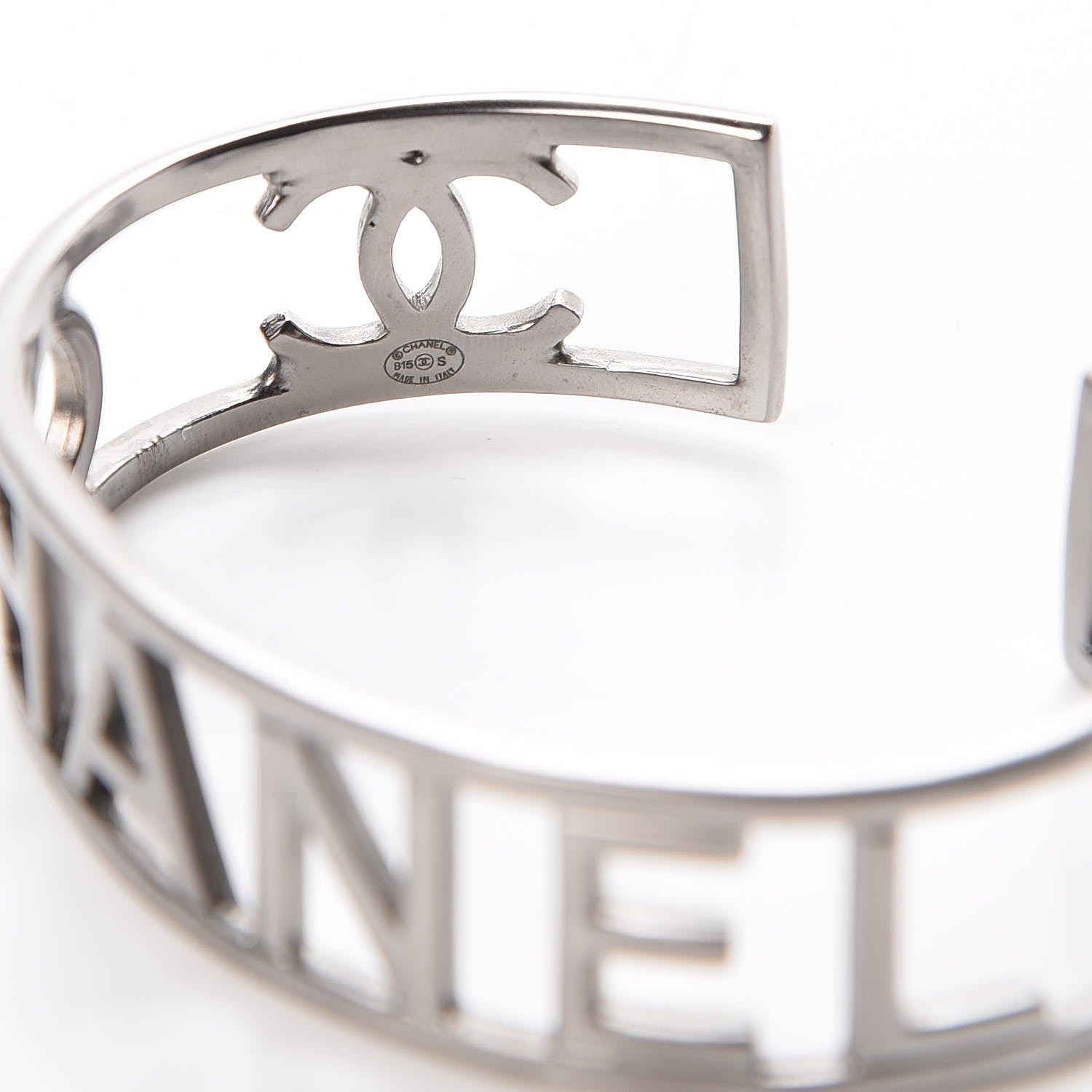 Chanel Metal Logo Cuff Silver 4 of 5