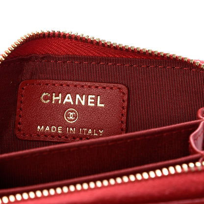 Chanel Goatskin Quilted Chanel 19 Zip Around Coin Purse Wallet Red 6 of 8