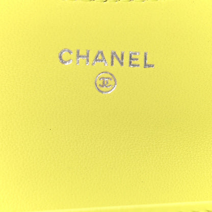 Chanel Lambskin Quilted Flap Card Holder Wallet Yellow 6 of 9