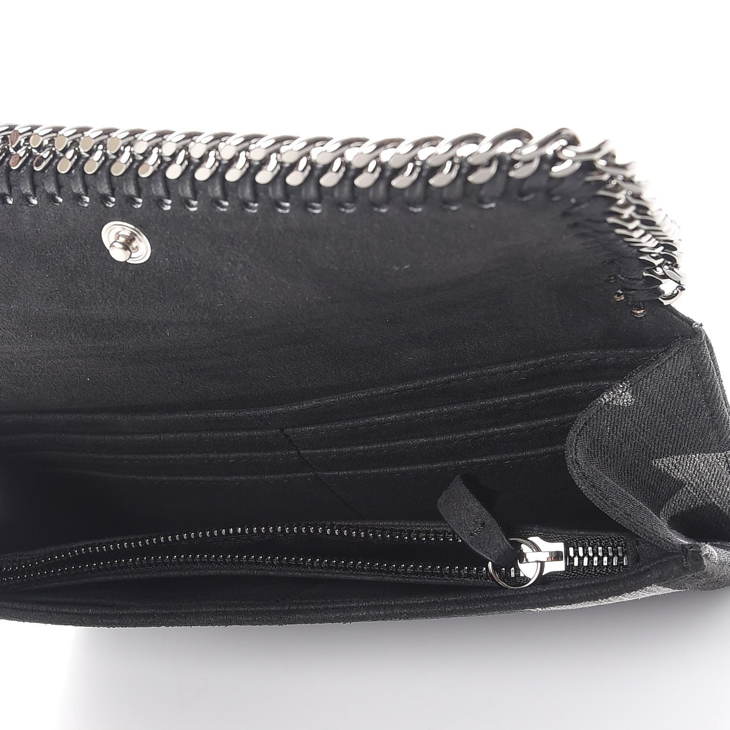 Denim Star Print Falabella Continental Flap Wallet Black