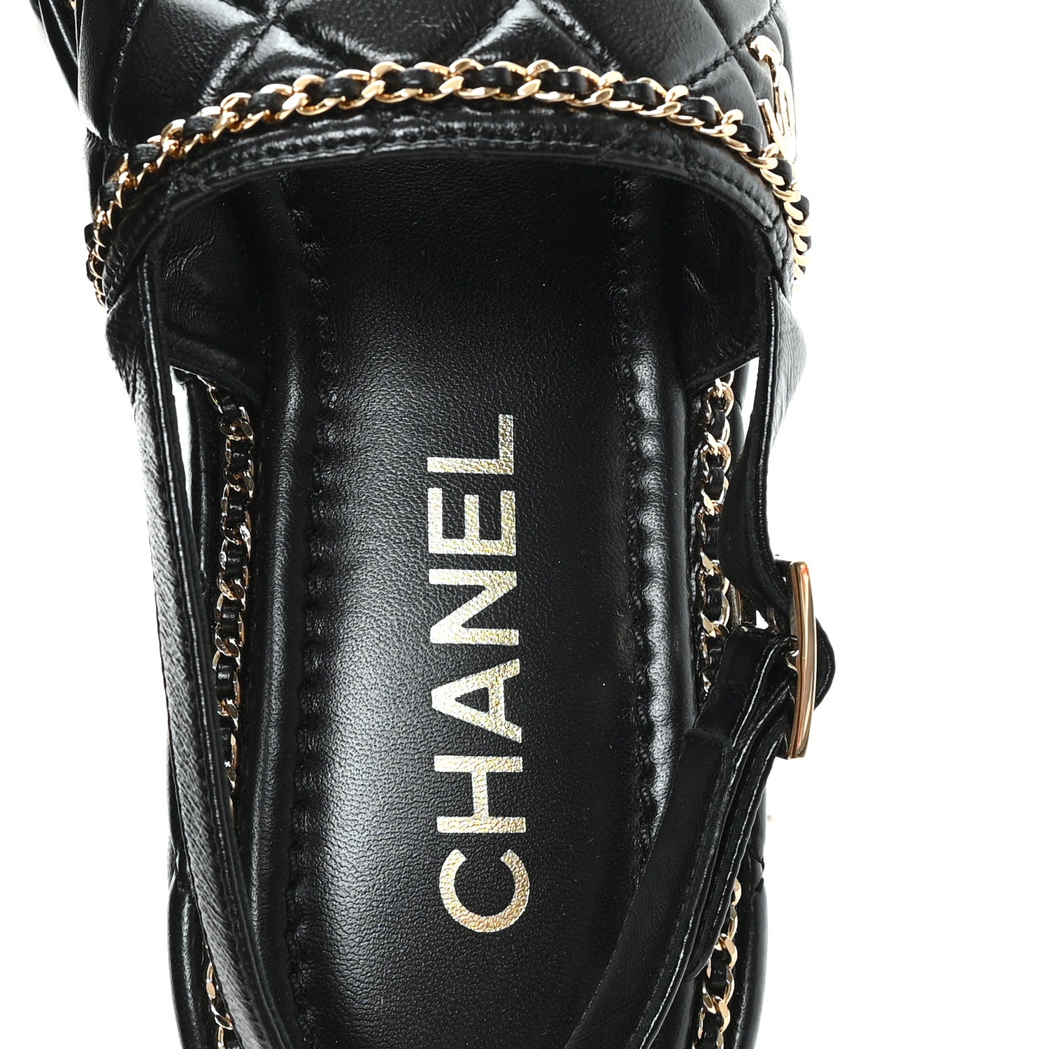 Chanel Shiny Lambskin Quilted Chain Around CC Platform Sandals 39 Black 8 of 10