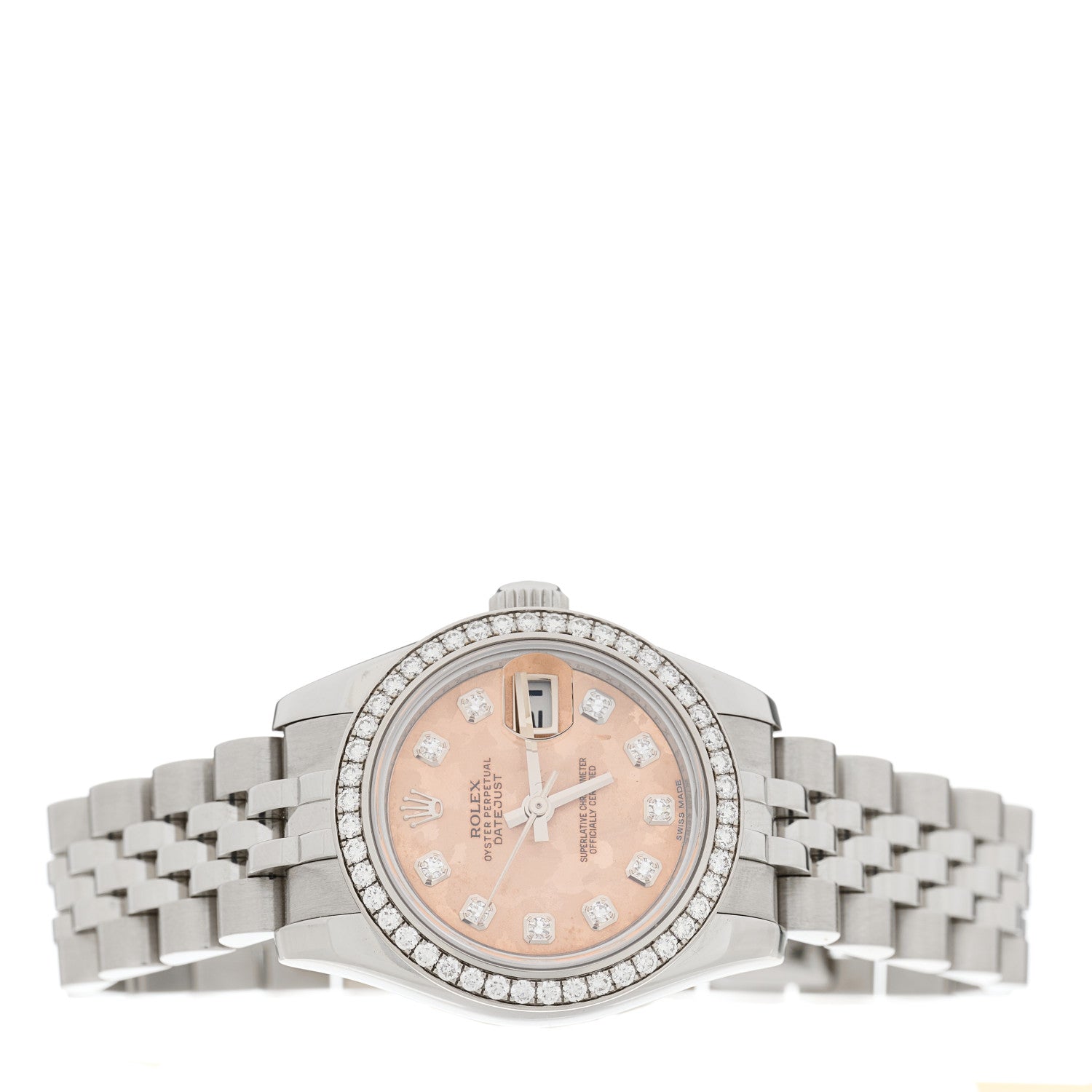 Rolex Stainless Steel 18K White Gold Diamond 26mm Oyster Perpetual Datejust Watch Datejust Watch Pink Gold Crystal 179384 2 of 5