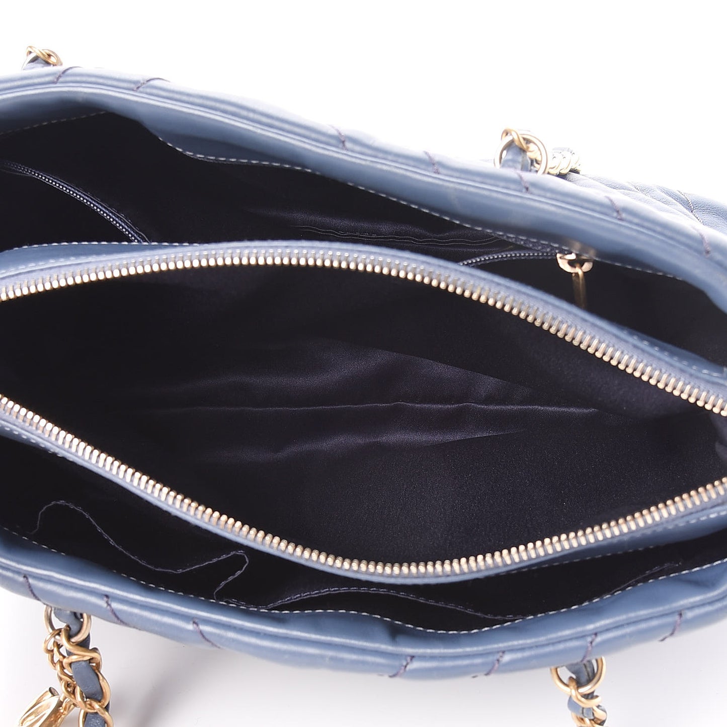 Calfskin Chevron Quilted Surpique Tote Blue