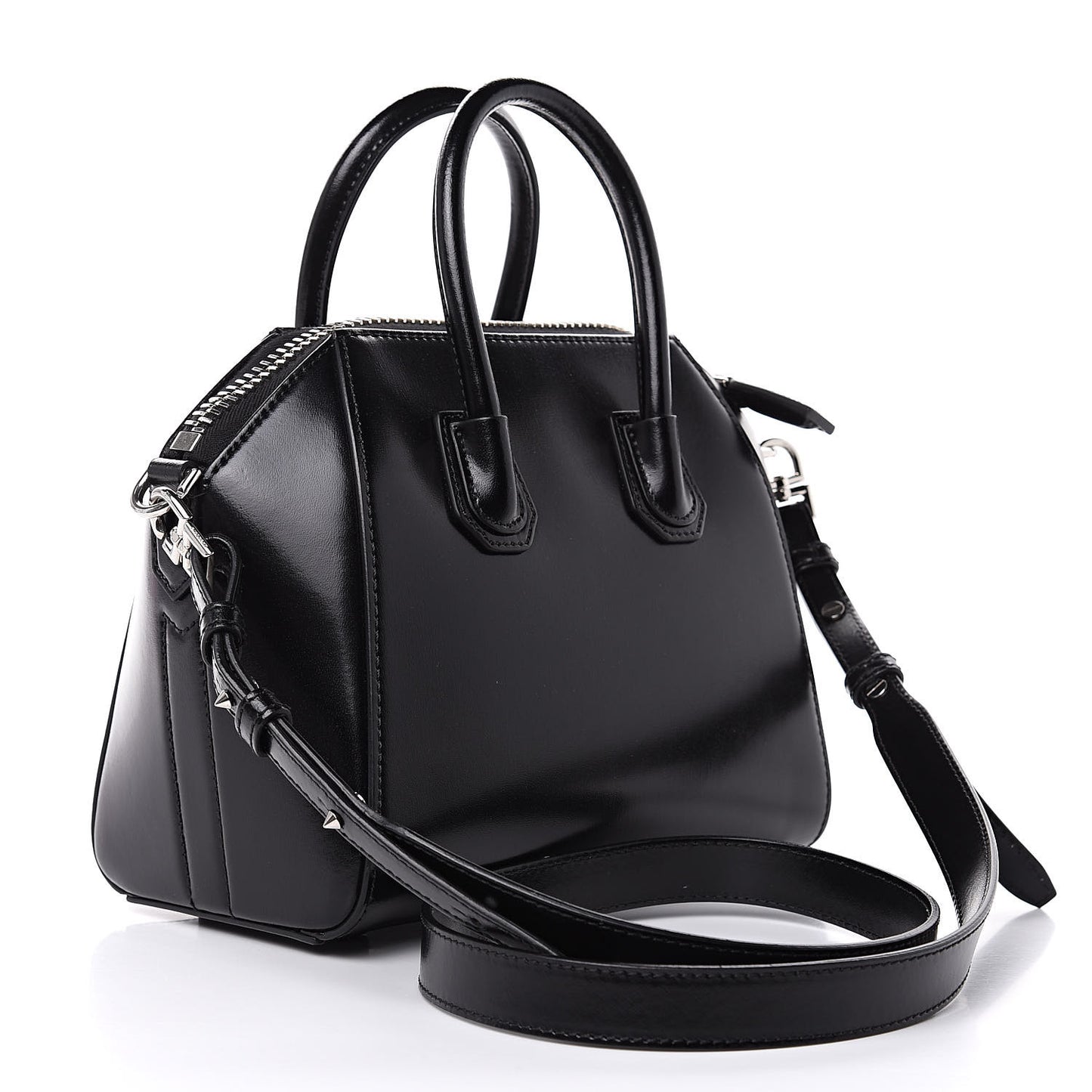Shiny Lord Calfskin Mini Antigona Black