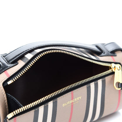 Burberry E-Canvas Calfskin Stripe Icon Barrel Bag Archive Beige 5 of 11