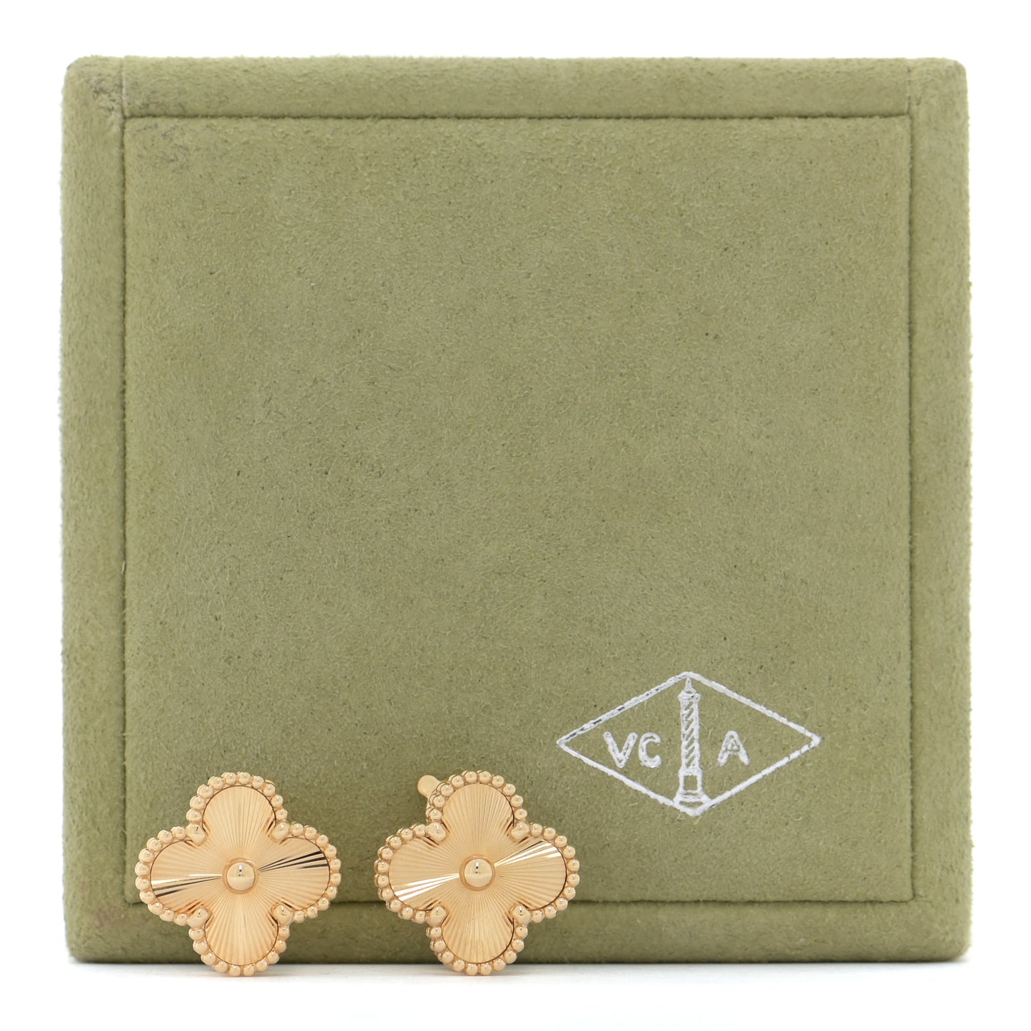 18K Yellow Gold Guilloche Vintage Alhambra Earrings