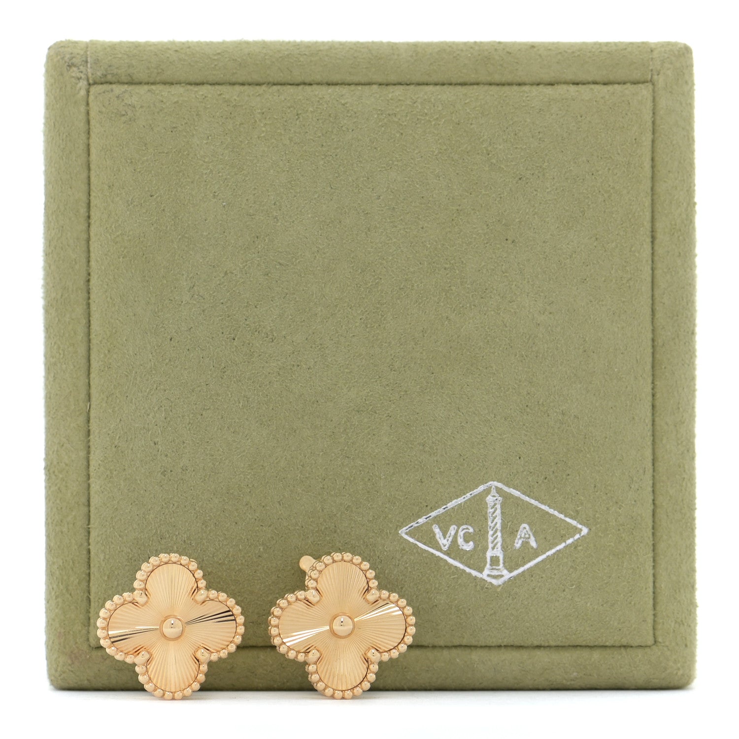 Van Cleef & Arpels 18K Yellow Gold Guilloche Vintage Alhambra Earrings 6 of 6