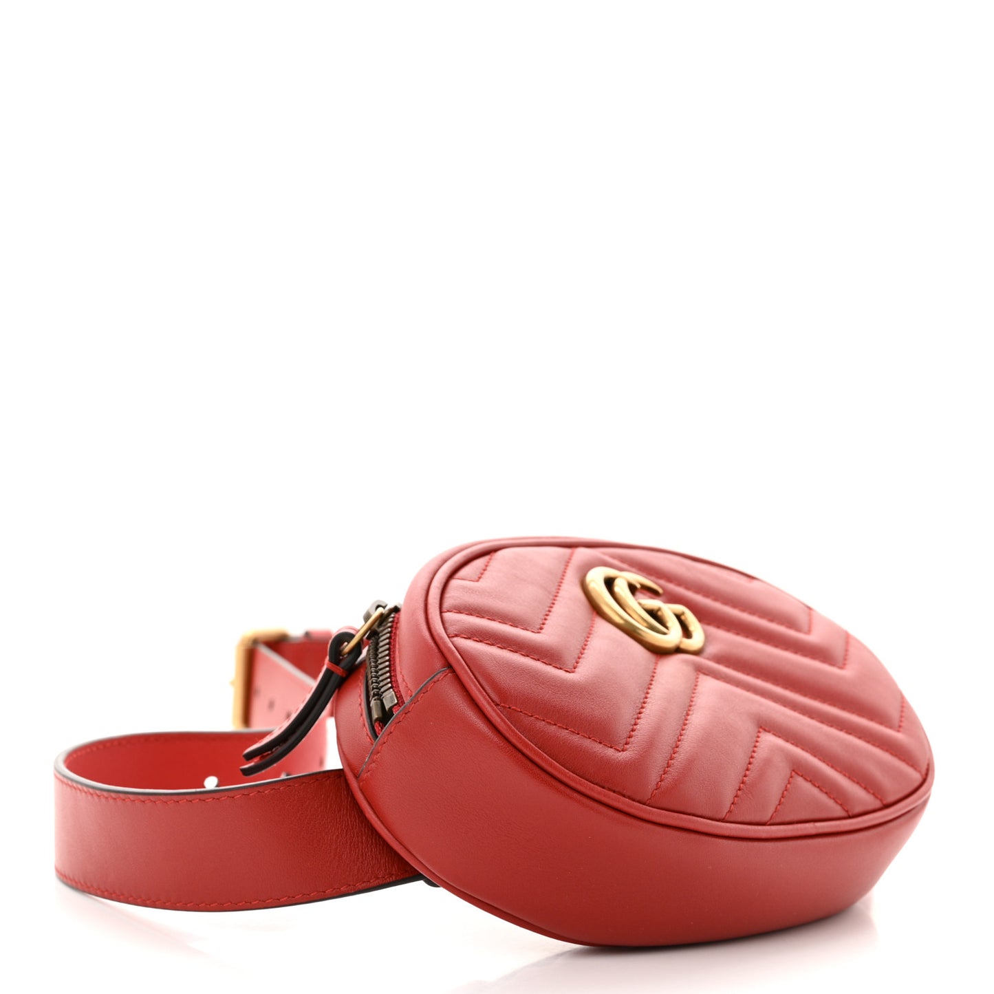 Calfskin Matelasse GG Marmont Belt Bag 85 34 Hibiscus Red