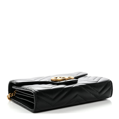Gucci Calfskin Matelasse GG Marmont Chain Wallet Black 4 of 11