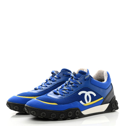Chanel Calfskin Mesh Lycra Womens Logo Sneakers 39 Royal Blue 3 of 9