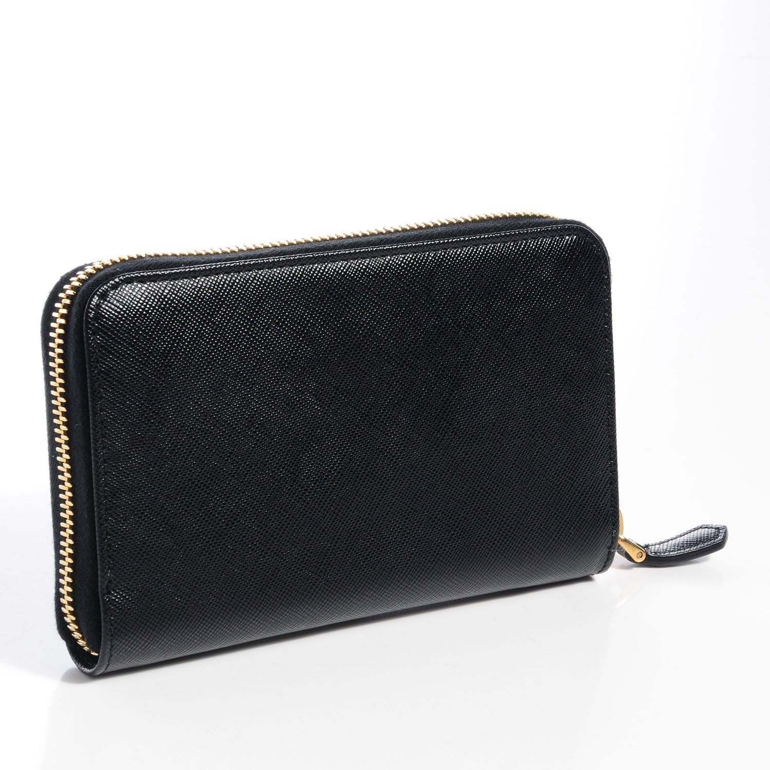 Prada Saffiano Metal Zip Around Wallet Nero Black 4 of 9