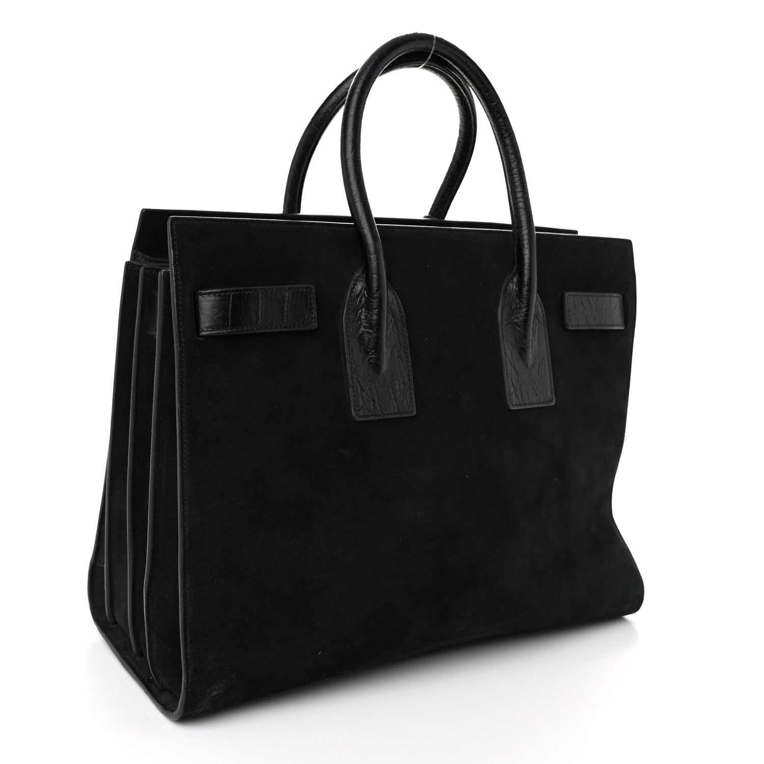 Saint Laurent Suede Crocodile Embossed Small Sac De Jour Black 3 of 11
