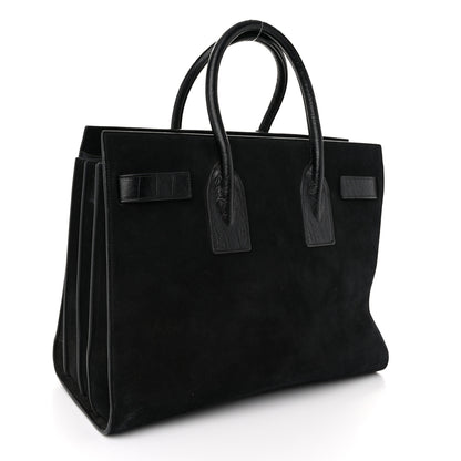 Saint Laurent Suede Crocodile Embossed Small Sac De Jour Black 3 of 11