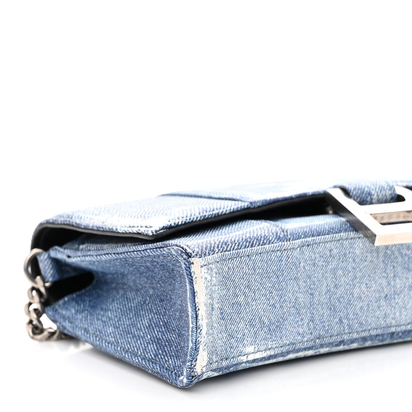 Nappa Denim Printed Hourglass Chain Bag Denim Blue