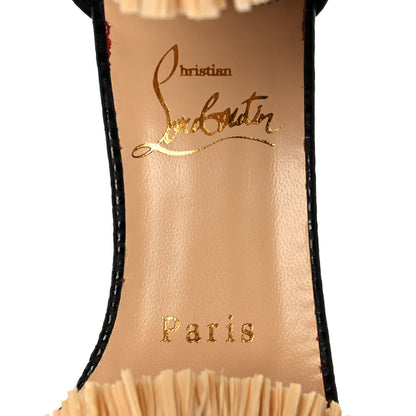 Christian Louboutin Raffia Calfskin Snake Print Poupedou 100 Sandals 37 Black Savane 7 of 7