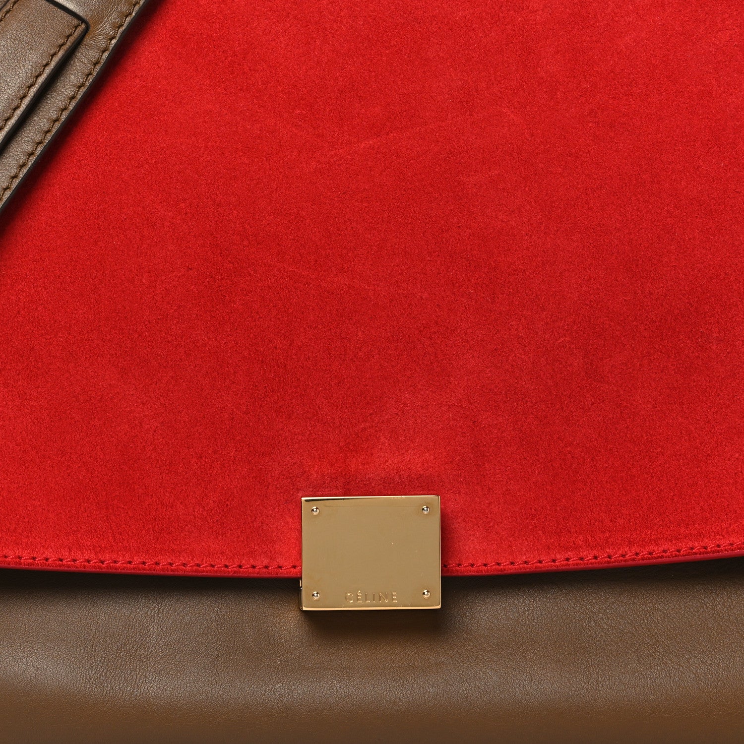 Celine Smooth Calfskin Suede Medium Tri-Color Trapeze Vermillion 7 of 12