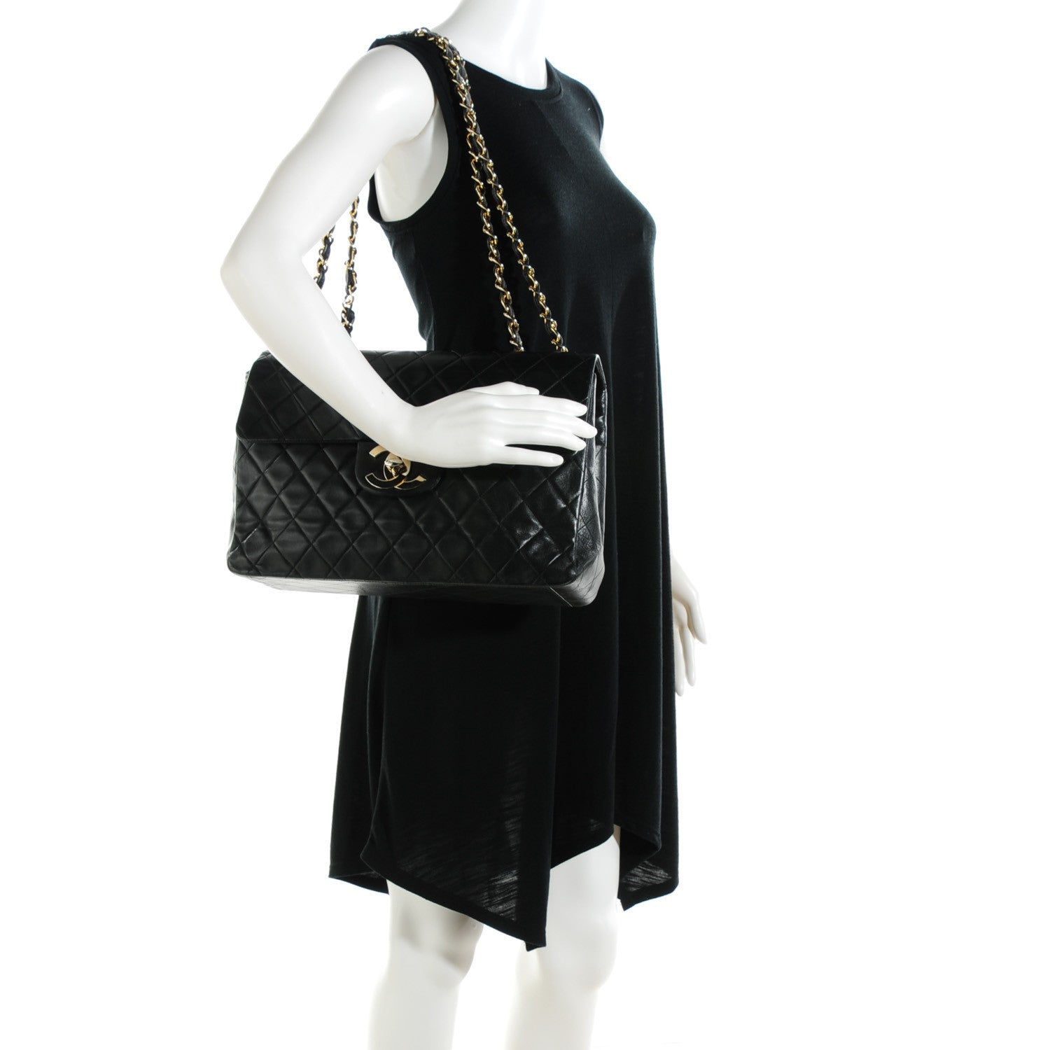 Chanel Lambskin Quilted XL Jumbo Single Flap Black 3 of 10