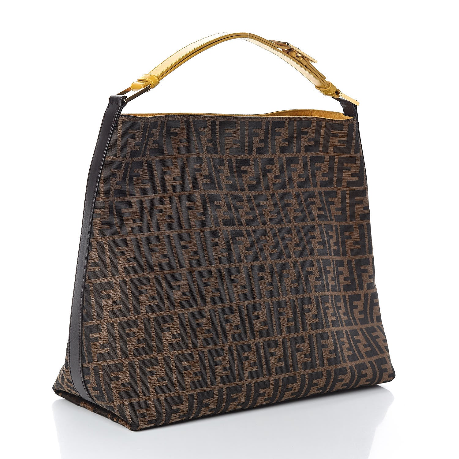 Fendi Zucca Vitello Large Hobo Tobacco Ocra Moro Black 3 of 9