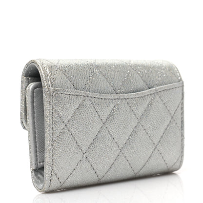 Chanel Metallic Caviar Quilted Classic 4 Key Holder Wallet Silver 3 of 7