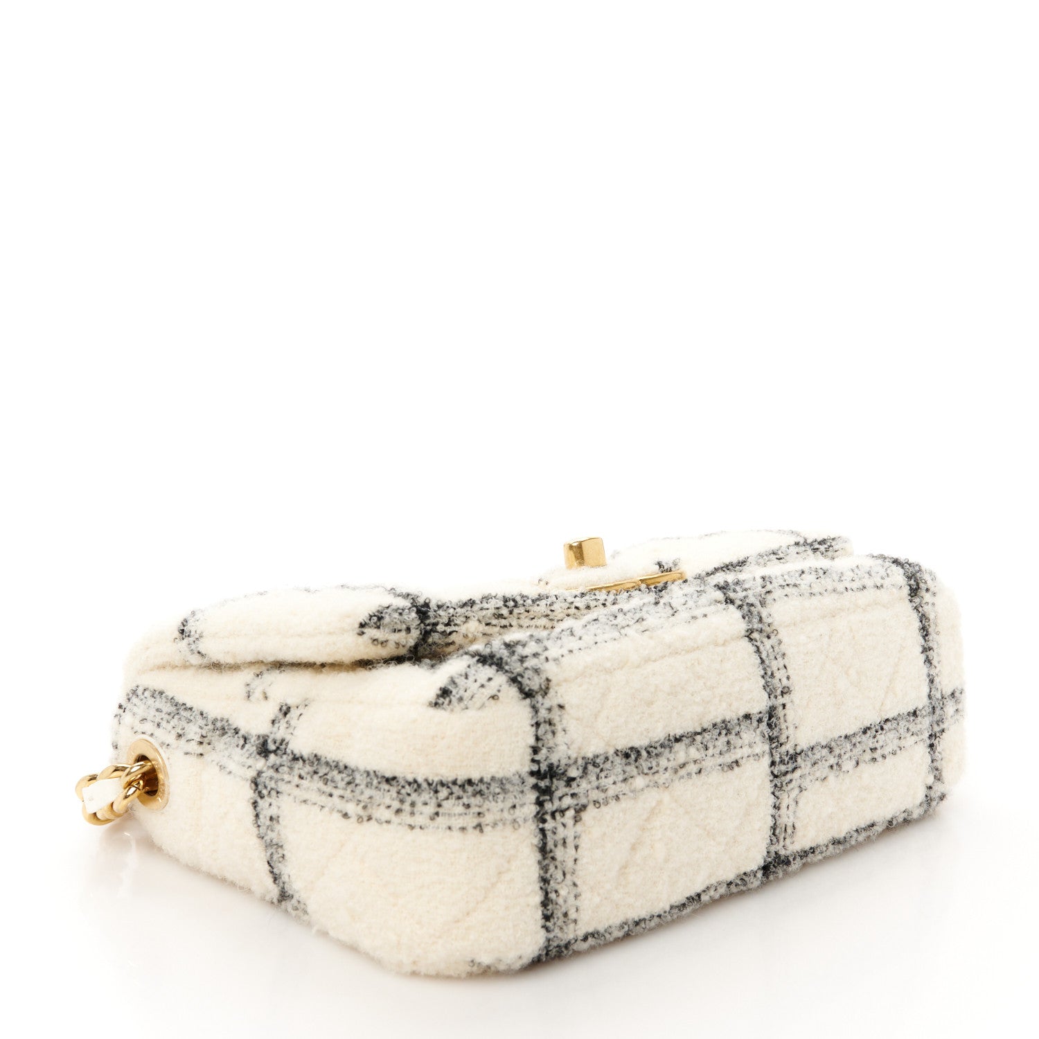 Chanel Wool Tweed Quilted Small Elegant Chain Flap White 4 of 11