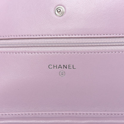 Chanel Lambskin Quilted Wallet On Chain WOC Light Purple 8 of 12