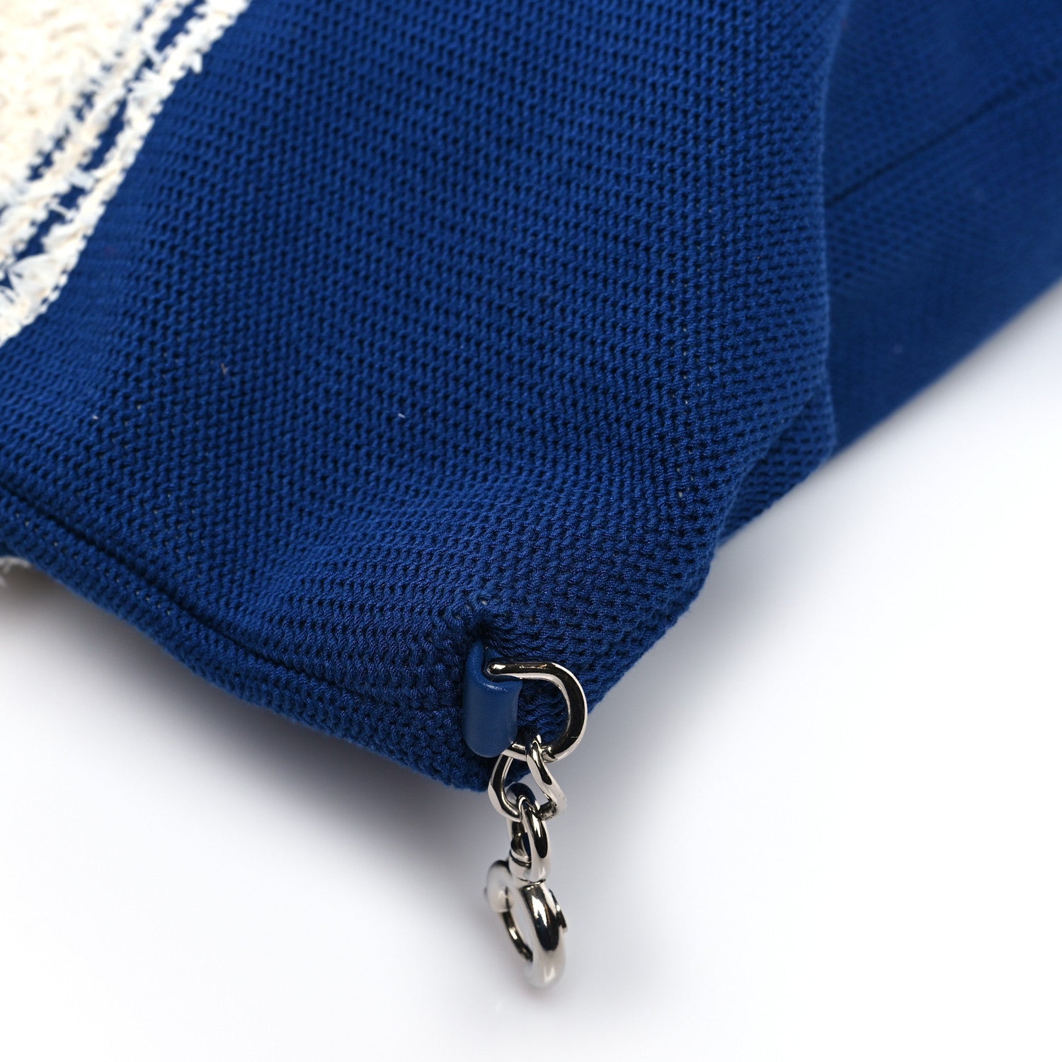 Chanel Mixed Fibers Lambskin Venise Biarritz Maxi Tote Blue White