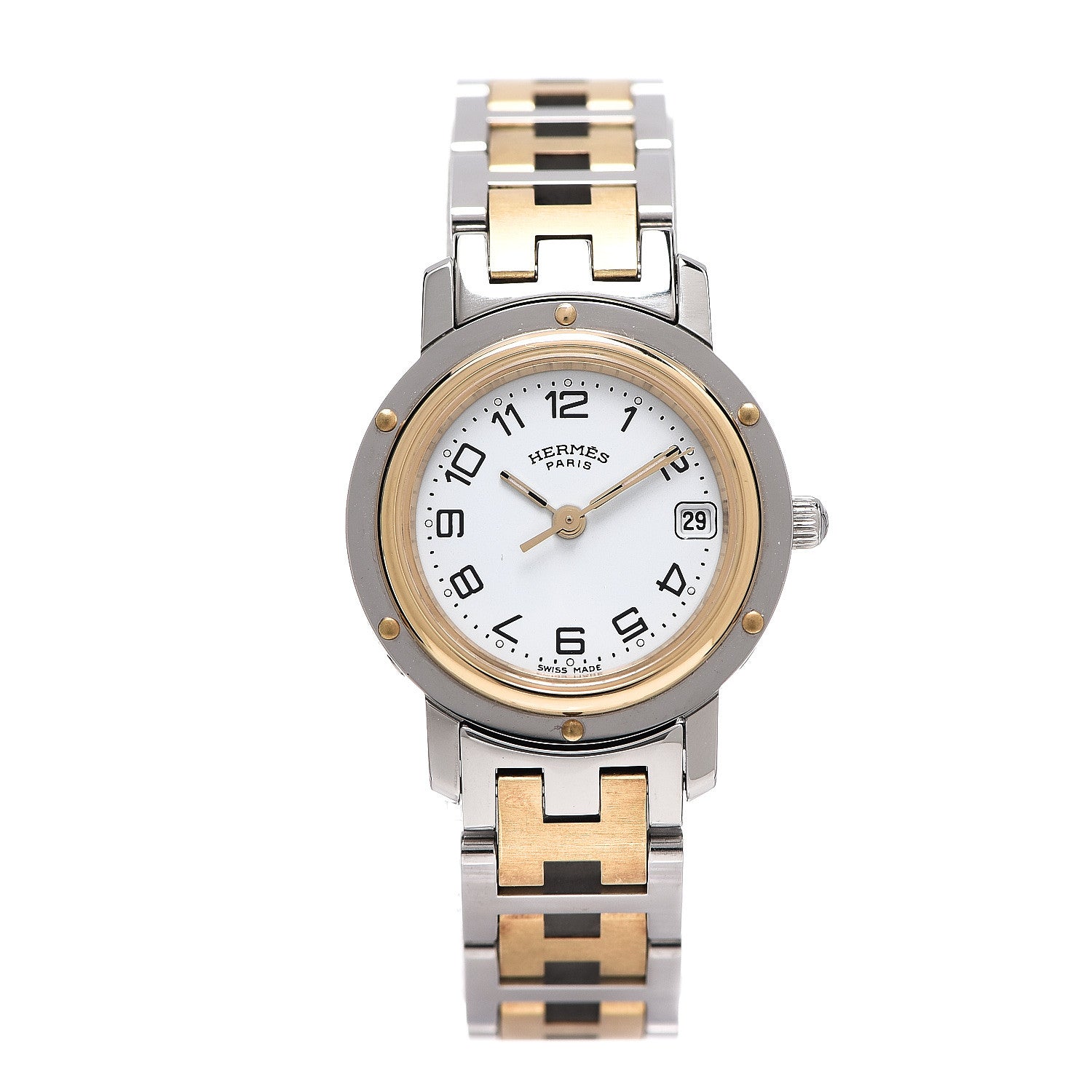 Hermes Stainless Steel 24mm Clipper Quartz Watch Gold 1 of 4