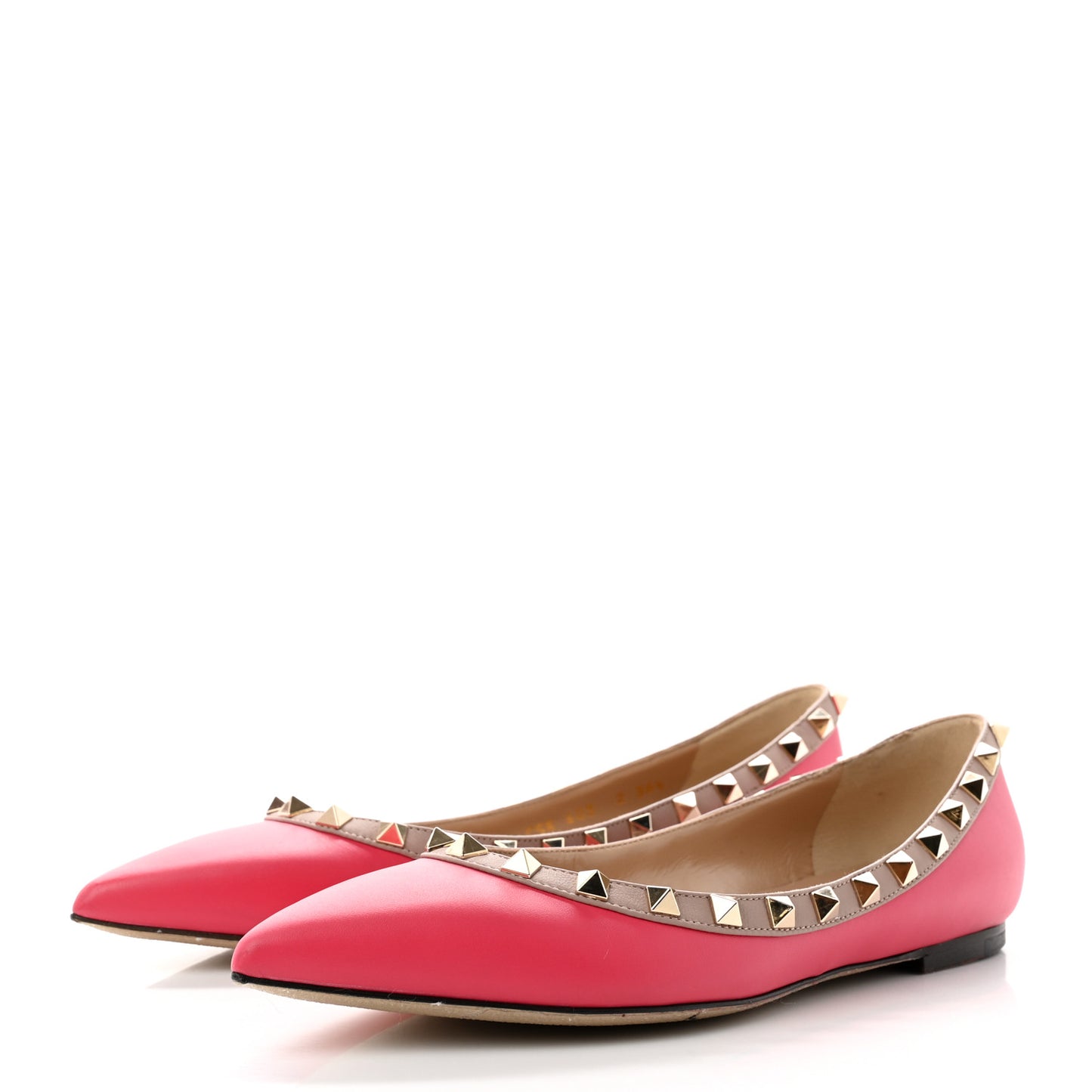 Calfskin Nappa Rockstud Ballerina Flats 36.5 Deep Fuxia Poudre