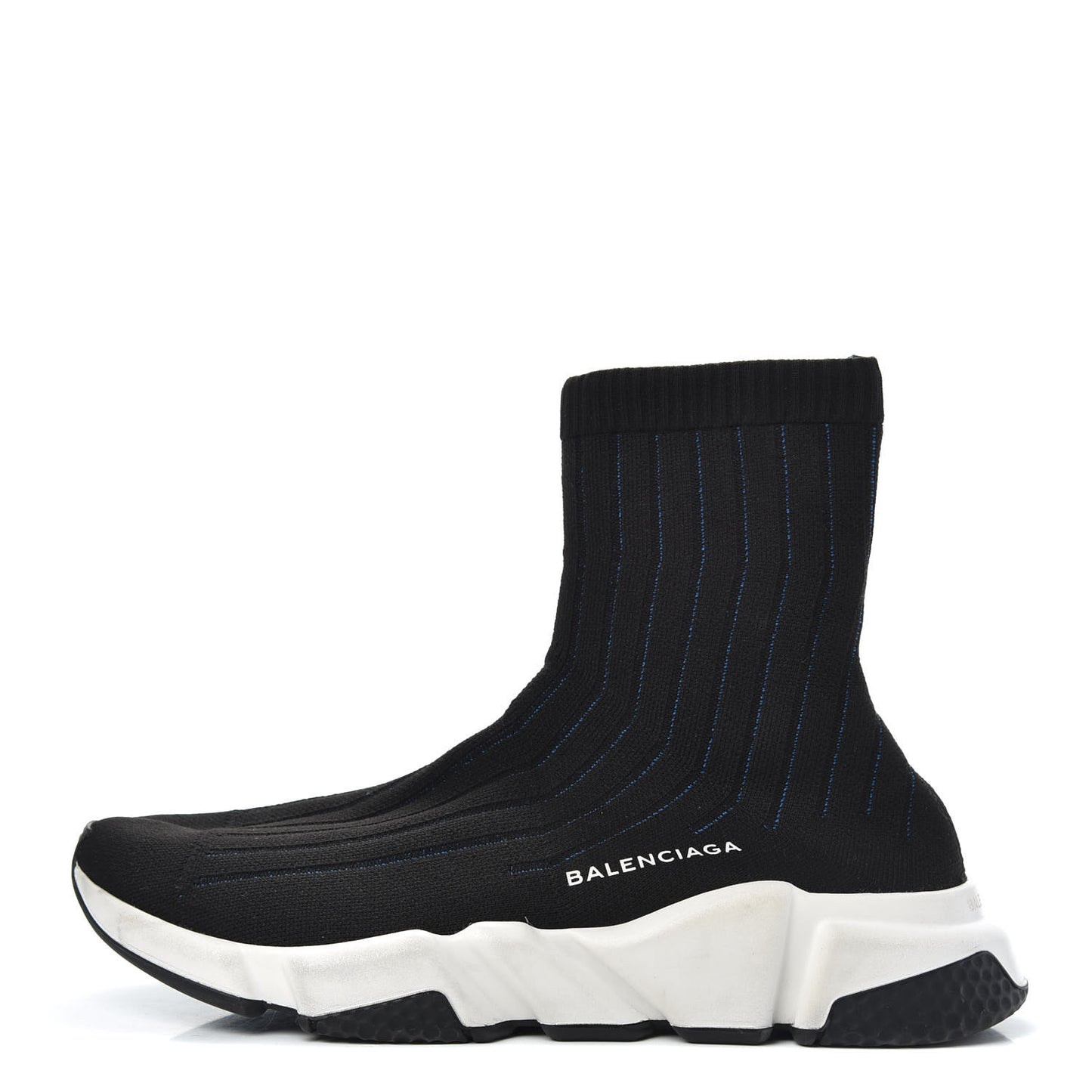 Ribbed Effect Knit Hi Speed Sneakers 41 Black Bleu