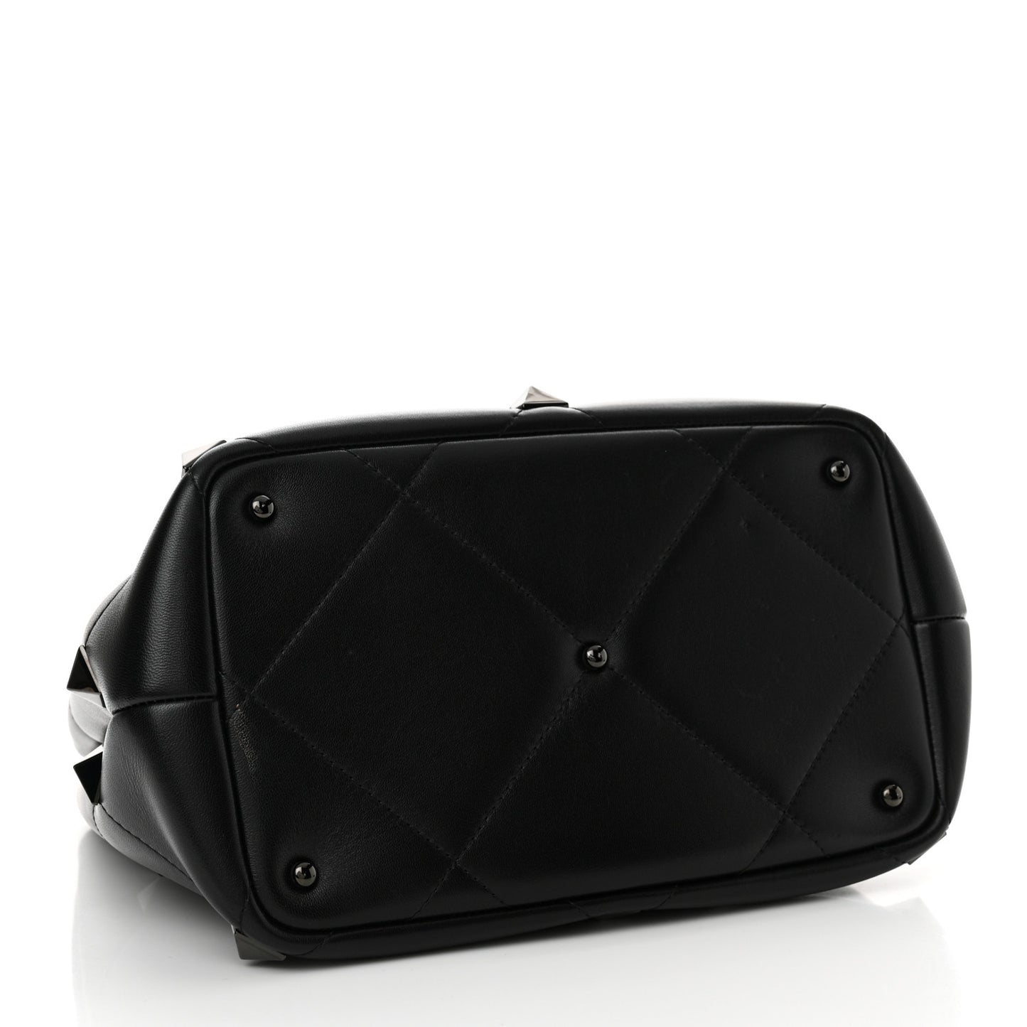 Nappa Monochrome Roman Stud The Handle Bag Black