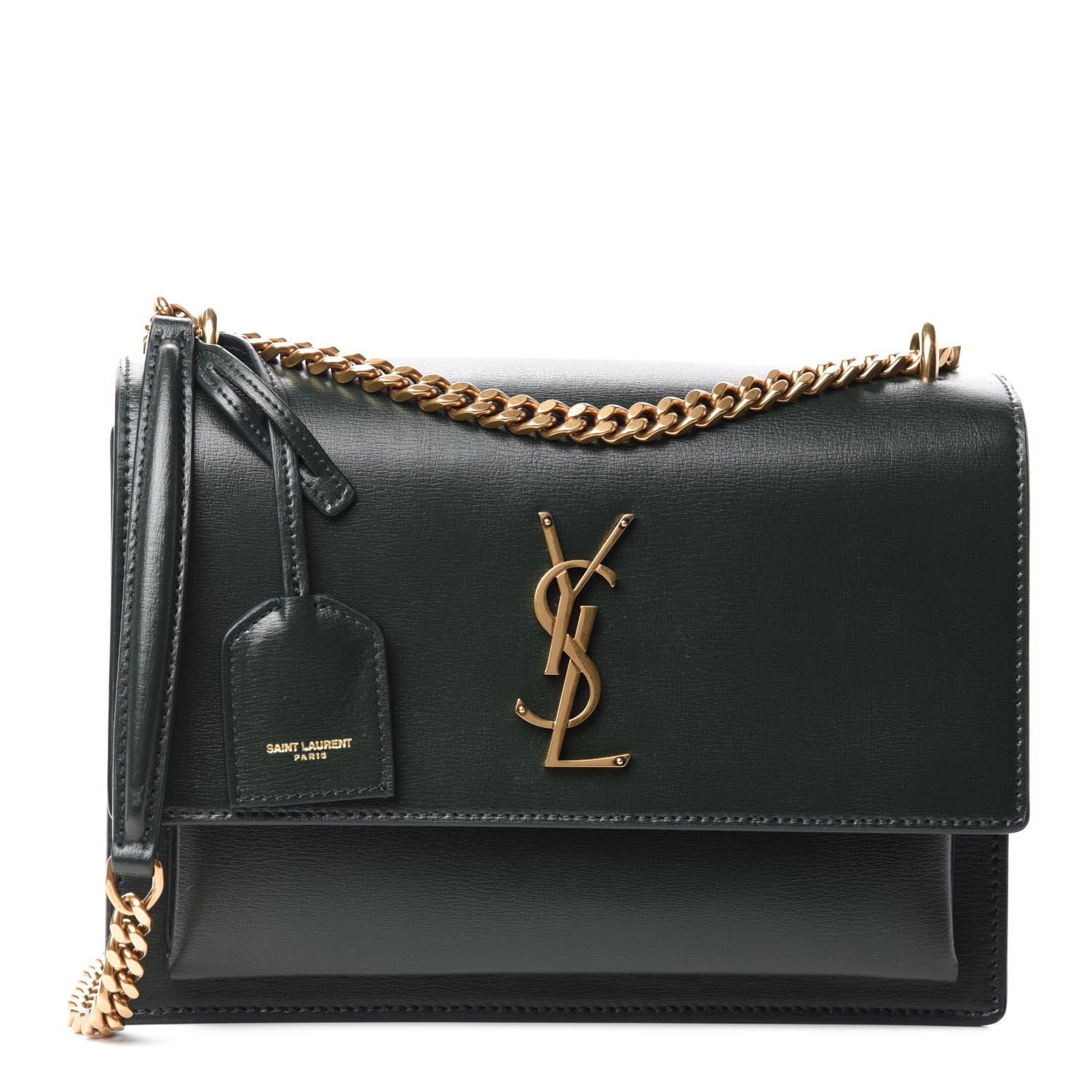 Saint Laurent Calfskin Medium Monogram Sunset Dark Green 1 of 11