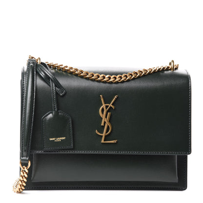 Saint Laurent Calfskin Medium Monogram Sunset Dark Green 1 of 11