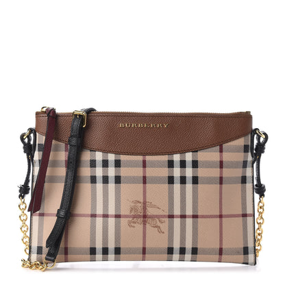 Burberry Haymarket Check Peyton Crossbody Clutch Bag Toffee 1 of 10