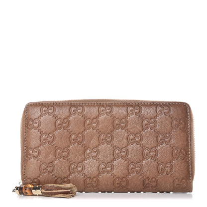 Gucci Guccissima Bamboo Tassel Zip Around Wallet Light Brown 1 of 12