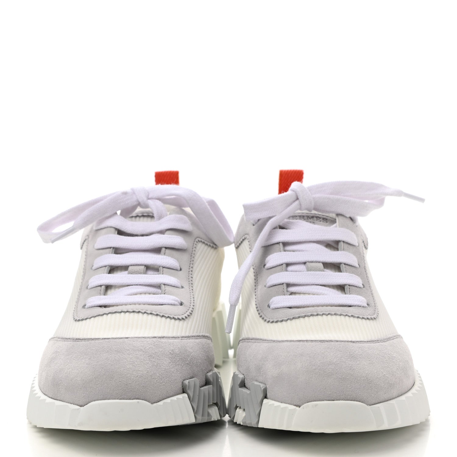 Hermes Technical Canvas Suede Goatskin Bouncing Sneakers 37 White Multicolor 2 of 9