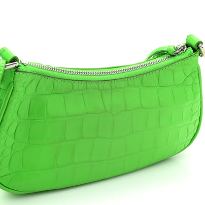 Balenciaga Extra Supple Calfskin Crocodile Embossed Le Cagole Mini Purse With Chain Acid Green 12 of 12