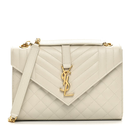 Saint Laurent Grain De Poudre Textured Mixed Matelasse Medium Triquilt Monogram Satchel Crema Soft 1 of 11