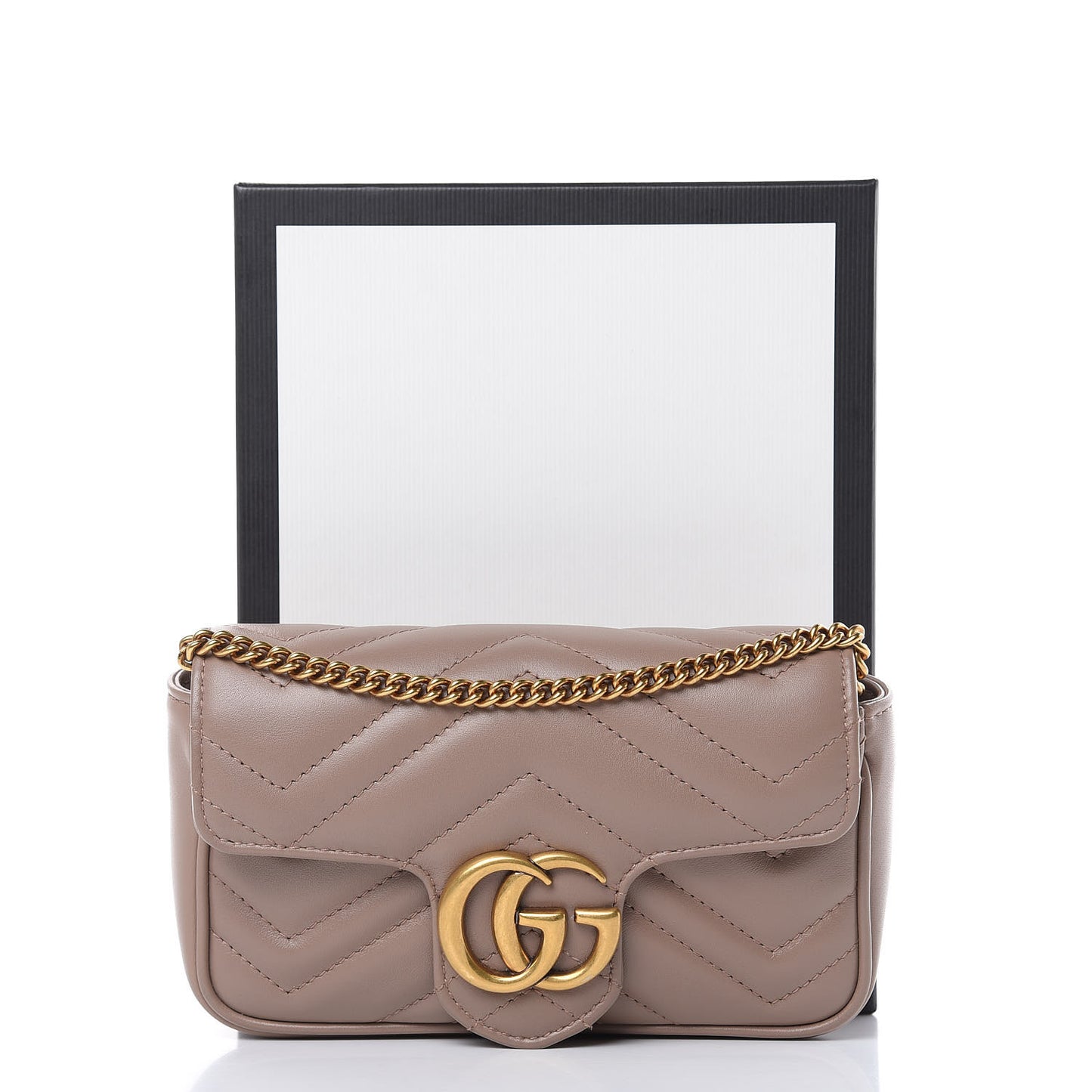 Calfskin Matelasse Super Mini GG Marmont Shoulder Bag Porcelain Rose