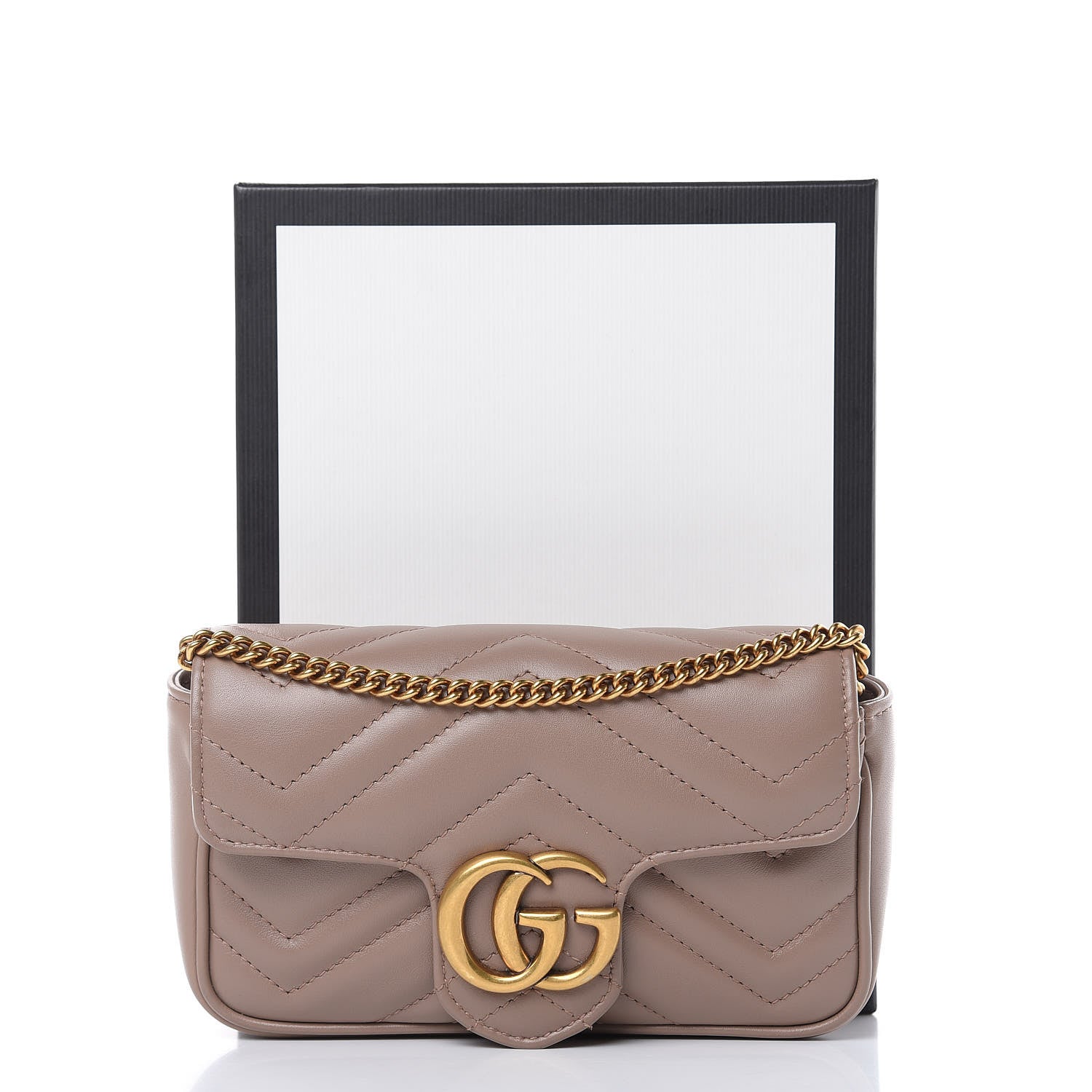 Gucci Calfskin Matelasse Super Mini GG Marmont Shoulder Bag Porcelain Rose 10 of 10